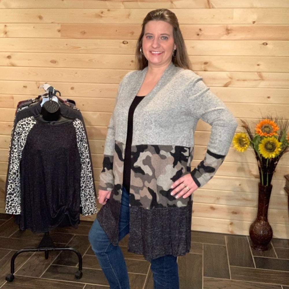 Brushed Fleece Camo Cardigan